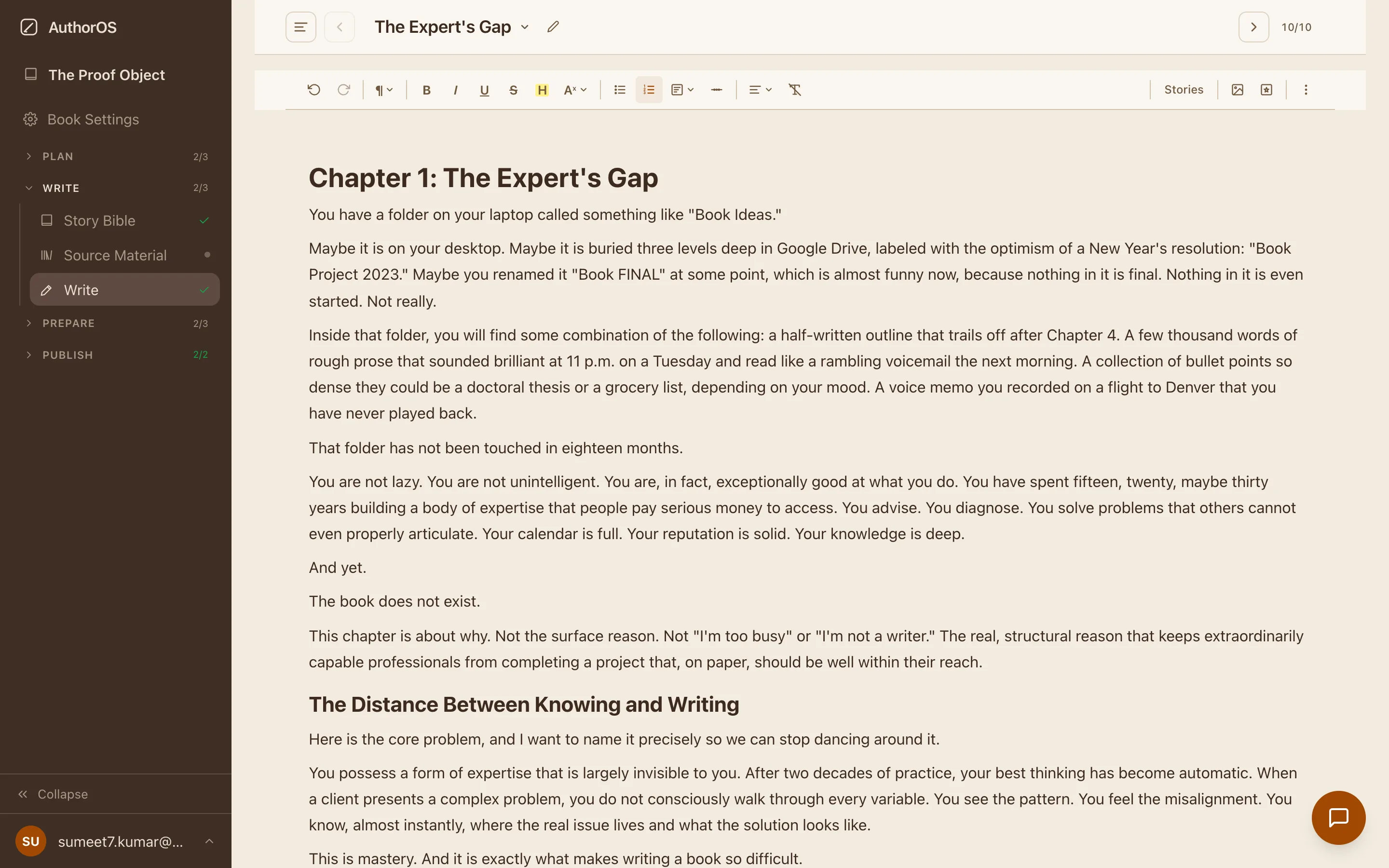 A chapter written in the author’s voice, ready to edit